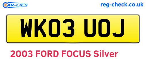 WK03UOJ are the vehicle registration plates.