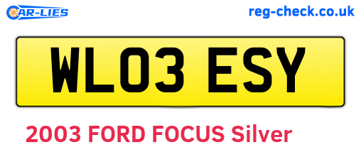 WL03ESY are the vehicle registration plates.