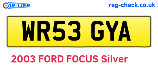 WR53GYA are the vehicle registration plates.