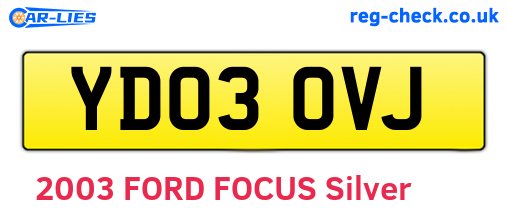 YD03OVJ are the vehicle registration plates.