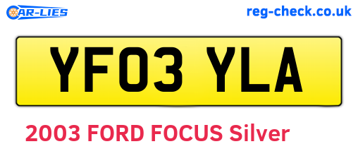YF03YLA are the vehicle registration plates.