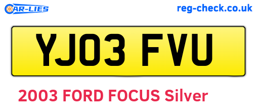 YJ03FVU are the vehicle registration plates.