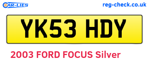 YK53HDY are the vehicle registration plates.