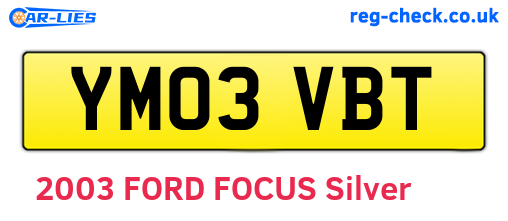 YM03VBT are the vehicle registration plates.