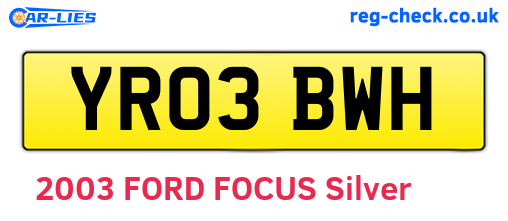 YR03BWH are the vehicle registration plates.