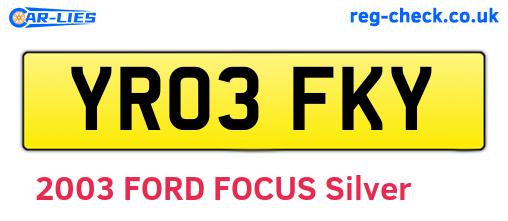 YR03FKY are the vehicle registration plates.