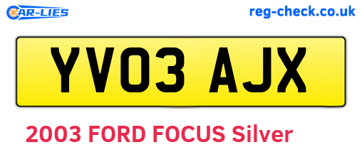 YV03AJX are the vehicle registration plates.
