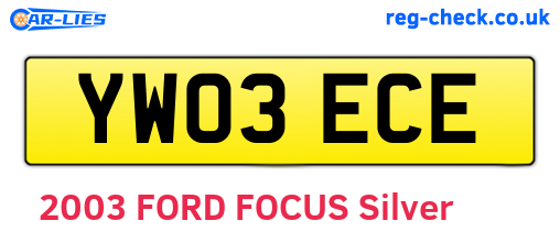 YW03ECE are the vehicle registration plates.