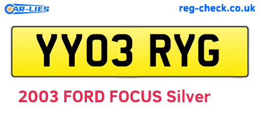 YY03RYG are the vehicle registration plates.
