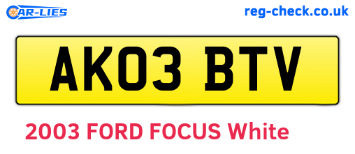AK03BTV are the vehicle registration plates.
