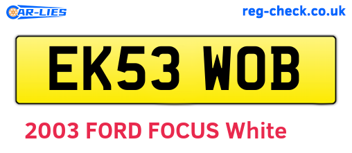 EK53WOB are the vehicle registration plates.