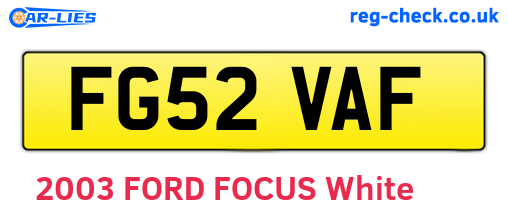FG52VAF are the vehicle registration plates.