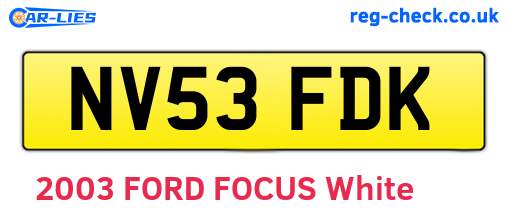 NV53FDK are the vehicle registration plates.