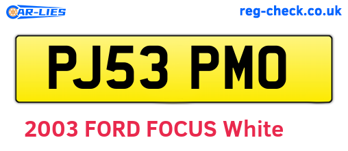 PJ53PMO are the vehicle registration plates.