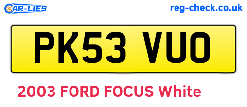 PK53VUO are the vehicle registration plates.