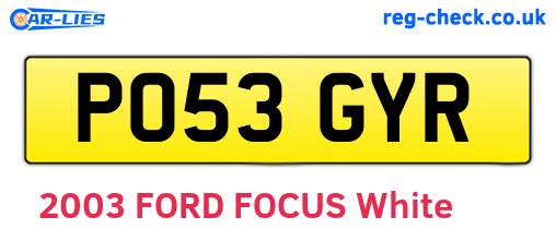PO53GYR are the vehicle registration plates.