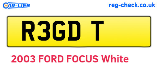 R3GDT are the vehicle registration plates.