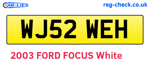 WJ52WEH are the vehicle registration plates.