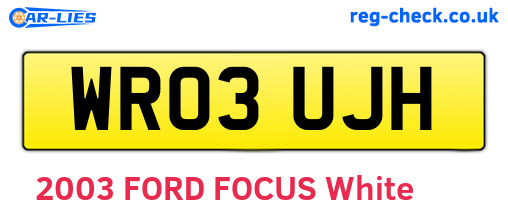 WR03UJH are the vehicle registration plates.