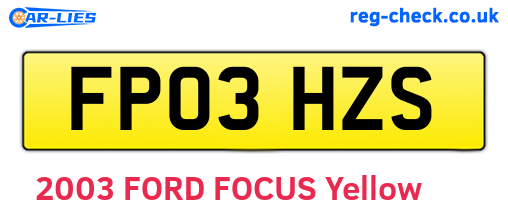 FP03HZS are the vehicle registration plates.