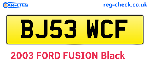BJ53WCF are the vehicle registration plates.