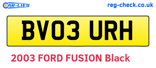 BV03URH are the vehicle registration plates.