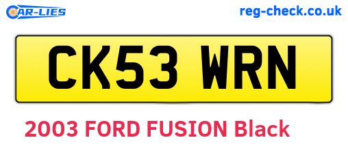 CK53WRN are the vehicle registration plates.