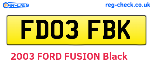 FD03FBK are the vehicle registration plates.