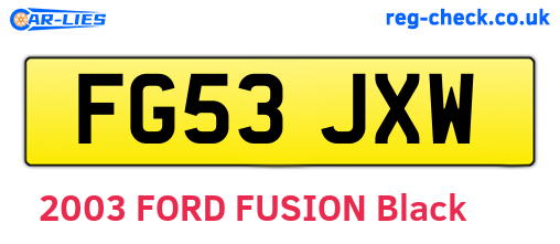 FG53JXW are the vehicle registration plates.