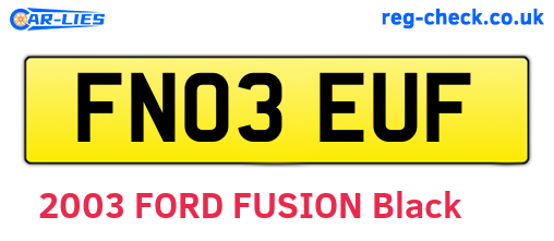 FN03EUF are the vehicle registration plates.