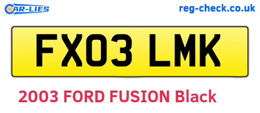 FX03LMK are the vehicle registration plates.