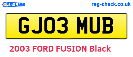 GJ03MUB are the vehicle registration plates.