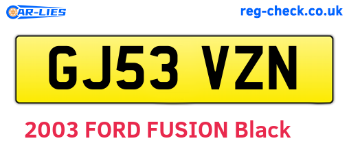 GJ53VZN are the vehicle registration plates.