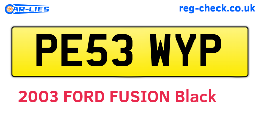 PE53WYP are the vehicle registration plates.