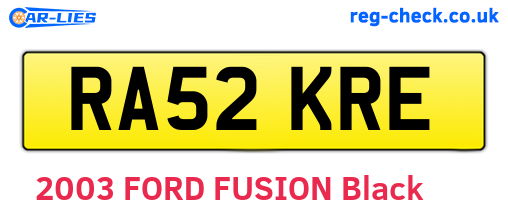RA52KRE are the vehicle registration plates.