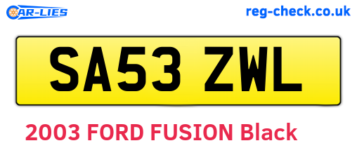 SA53ZWL are the vehicle registration plates.