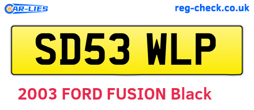 SD53WLP are the vehicle registration plates.