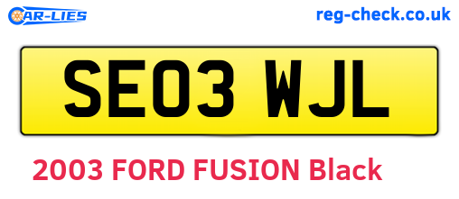 SE03WJL are the vehicle registration plates.