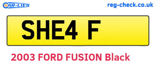 SHE4F are the vehicle registration plates.