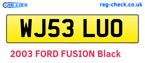 WJ53LUO are the vehicle registration plates.