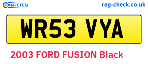 WR53VYA are the vehicle registration plates.