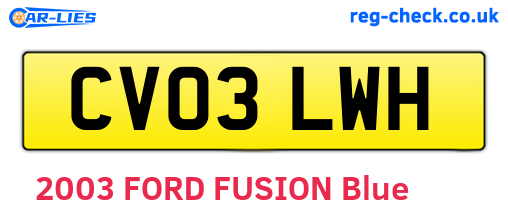 CV03LWH are the vehicle registration plates.