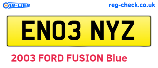 EN03NYZ are the vehicle registration plates.