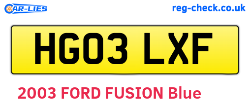 HG03LXF are the vehicle registration plates.