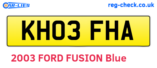 KH03FHA are the vehicle registration plates.