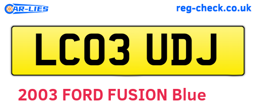 LC03UDJ are the vehicle registration plates.
