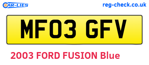 MF03GFV are the vehicle registration plates.