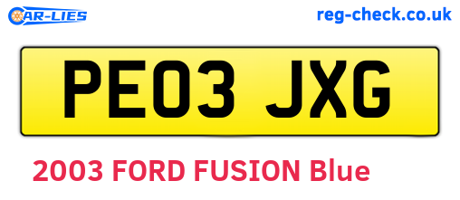 PE03JXG are the vehicle registration plates.