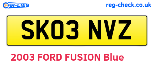 SK03NVZ are the vehicle registration plates.
