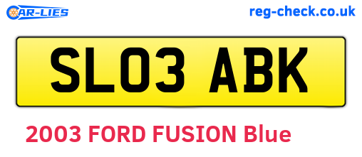 SL03ABK are the vehicle registration plates.